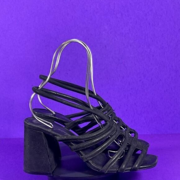 Free People Women's Black Suede Strappy Block Heel Colette Sandal Shoe Size 9‎ - Picture 1 of 8